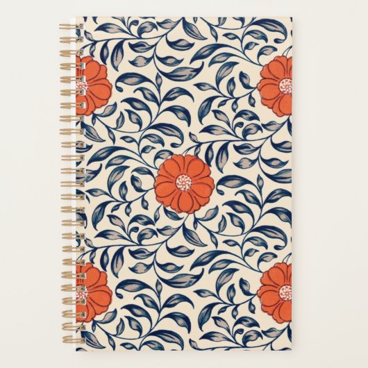 Seamless floral pattern with vibrant orange flower planner (Voorkant)