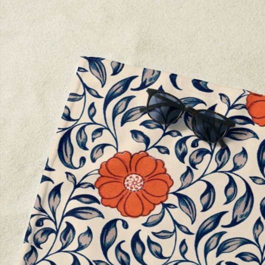 Seamless floral pattern with vibrant orange flower strandlaken (In situ)