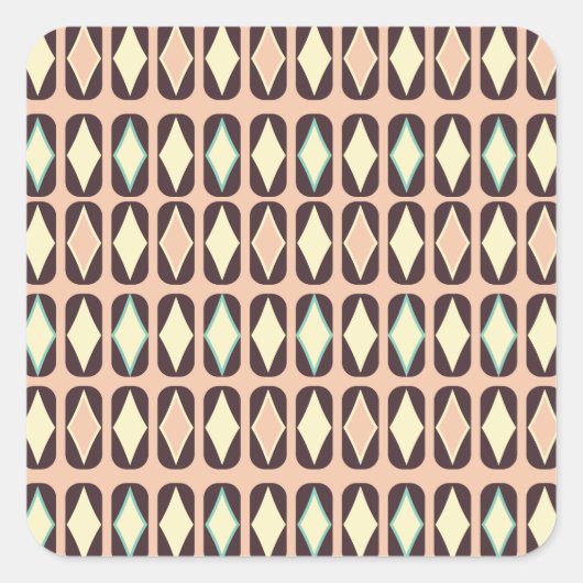 Seamless geometric pattern in dark brown leaf  vierkante sticker (Voorkant)