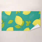 Seamless Hand Drawn Lemon with Leaves Pattern in B (Serviette de bain)