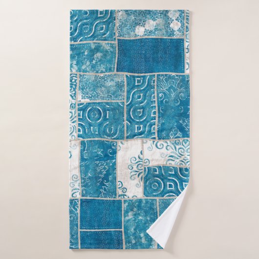 Seamless patchwork collage mix quilt pattern print (Serviette de bain)