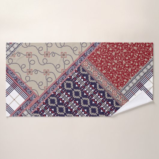 Seamless patchwork pattern on navy patchwork, abst badhanddoek (Badhanddoek)