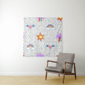 Seamless pattern background with patch cartoon sta wandkleed (In situ)
