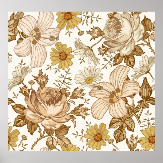 Seamless pattern. Beautiful pinoming realisti Poster (Voorkant)