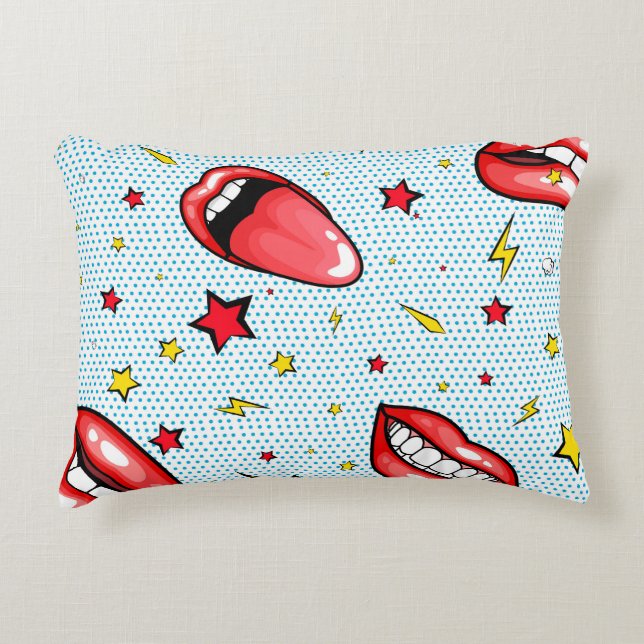 Seamless pattern cartoon comic super speech bubble accent kussen (Voorkant)