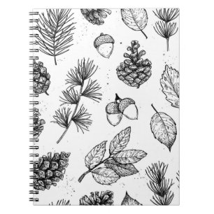 Seamless pattern. Hand drawn vintage illustraties Notitieboek
