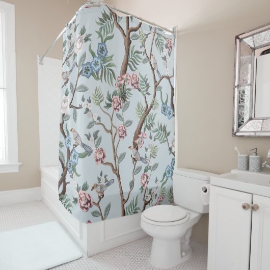 Seamless pattern in chinoiserie style with peonies douchegordijn (In situ)