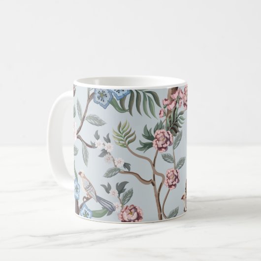 Seamless pattern in chinoiserie style with peonies koffiemok (Voorkant links)