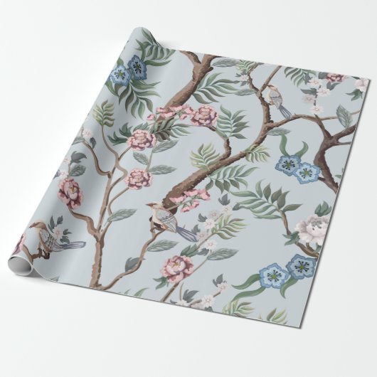 Seamless pattern in chinoistijl with peonies cadeaupapier (Uitgerold)