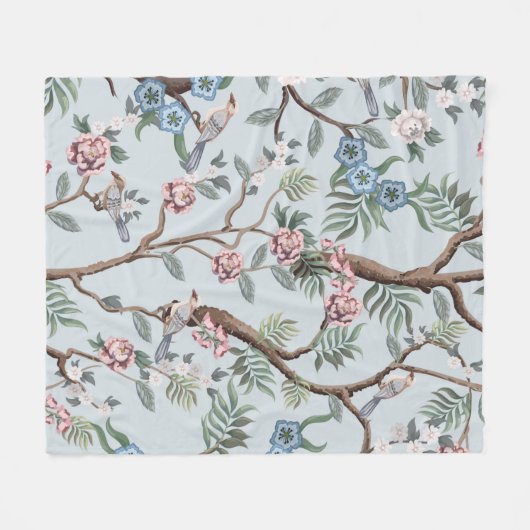 Seamless pattern in chinoistijl with peonies fleece deken (Voorkant (Horizontaal))