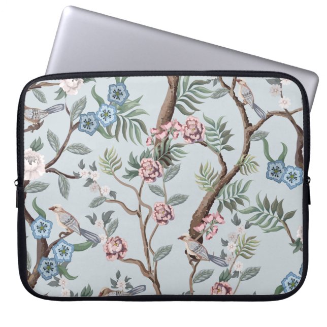 Seamless pattern in chinoistijl with peonies laptop sleeve (Voorkant)