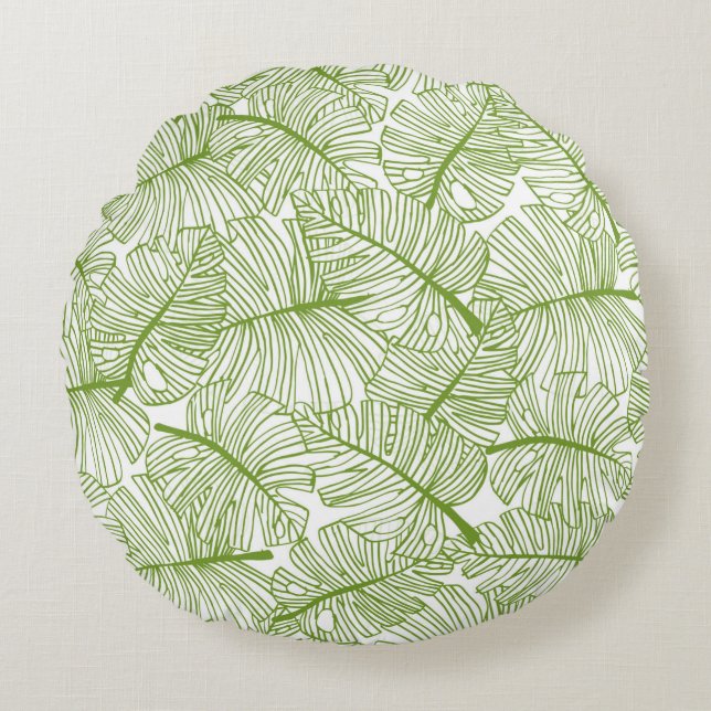 Seamless pattern Monstera leaves background. Flora Rond Kussen (Voorkant)