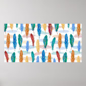 Seamless pattern of bright feathers painted in wat poster (Voorkant)