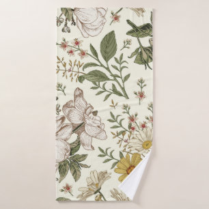 Seamless pattern. Realistic blooming isolated flow