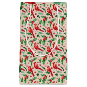 Seamless pattern red cardinal birds  klein cadeauzakje (Voorkant)