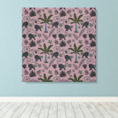 Seamless pattern Tropical animals monkey jumping Canvas Afdruk (Insitu (Houten vloer))