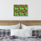 Seamless pattern tropical fruit & green background canvas afdruk (Insitu (Slaapkamer))