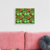 Seamless pattern tropical fruit & green background canvas afdruk (Insitu (Woonkamer))