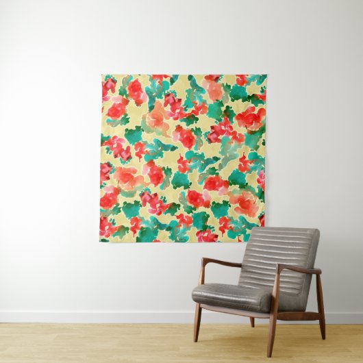 Seamless pattern with Abstract flowers drawn by a Wandkleed (In Situ (horizontaal))