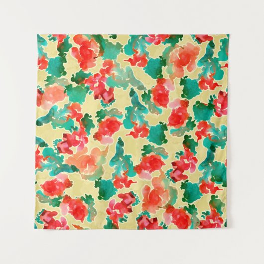 Seamless pattern with Abstract flowers drawn by a Wandkleed (Voorkant)