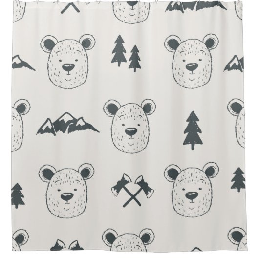 Seamless pattern with bear headspattern, bear, mou douchegordijn (Voorkant)