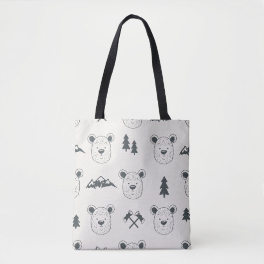 Seamless pattern with bear headspattern, bear, mou draagtas (Voorkant)