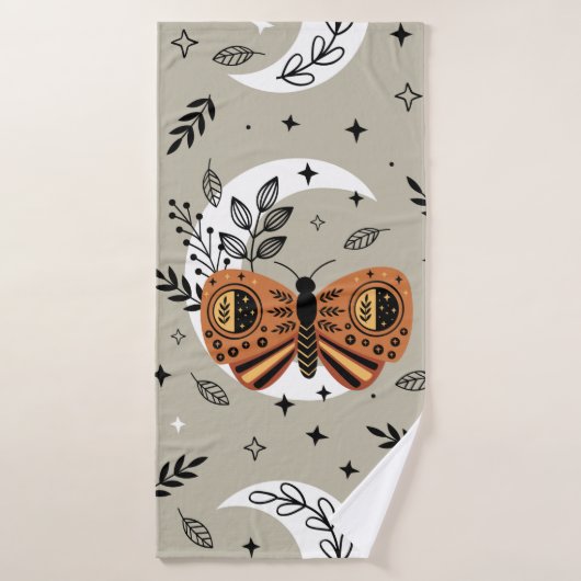 seamless pattern with bohemian butterfly on the mo (Serviette de bain)