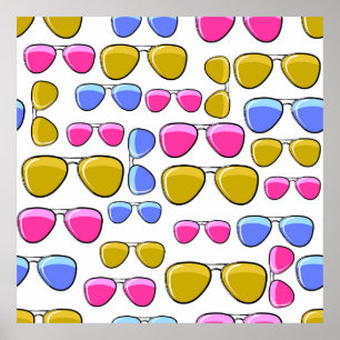 Seamless pattern with colorful fashion retro aviat poster