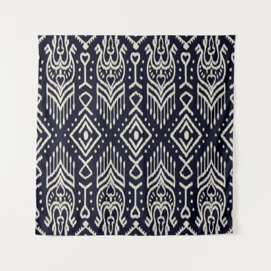 Seamless pattern with embroidery. Ikat Fabric. Eth Wandkleed (Voorkant)