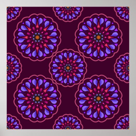 Seamless pattern with ethnic mandala art ornament. poster (Voorkant)