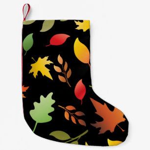 Seamless pattern with fallen autumn leaves and col kleine kerstsok