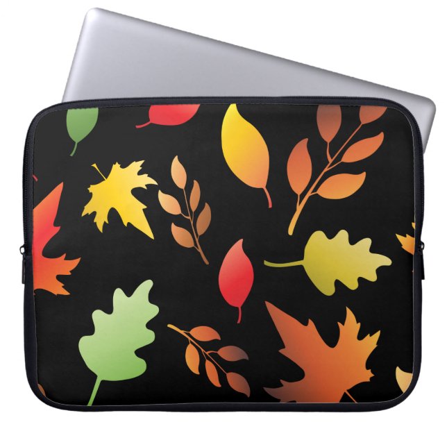 Seamless pattern with fallen autumn leaves and col laptop sleeve (Voorkant)
