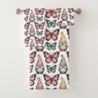 Seamless Pattern with Gnomes and Butterflies