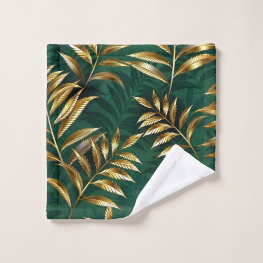 Seamless pattern with golden ferns (Gant de toilette)