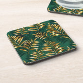 Seamless pattern with golden ferns bier onderzetter (Linkerzijde)