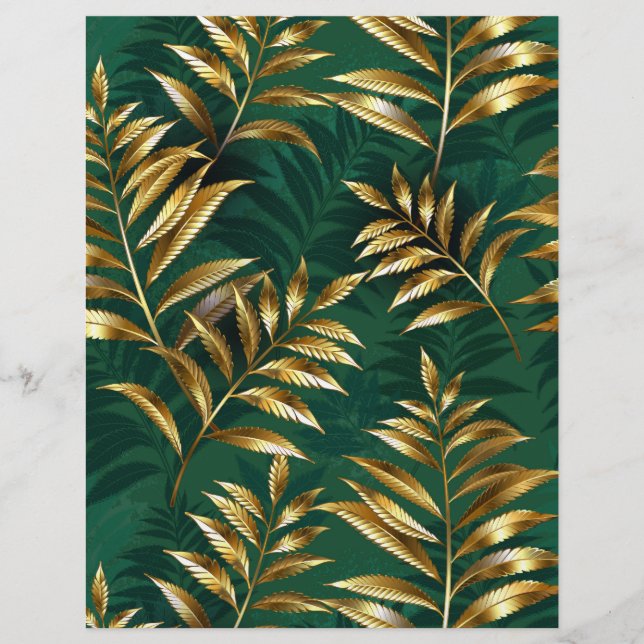 Seamless pattern with golden ferns briefhoofd (Voorkant)