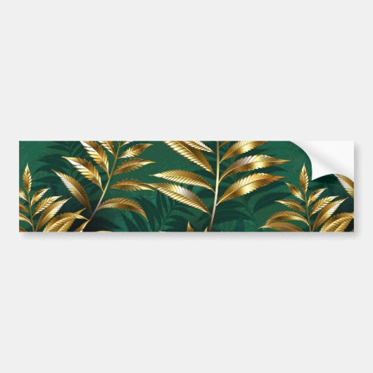 Seamless pattern with golden ferns bumpersticker (Voorkant)