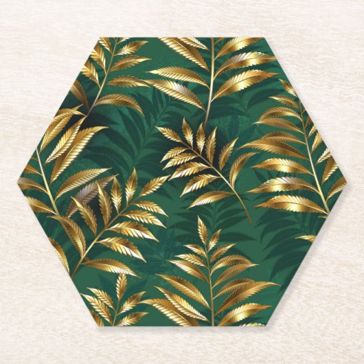 Seamless pattern with golden ferns kartonnen onderzetters (Voorkant)