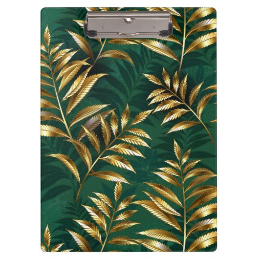 Seamless pattern with golden ferns klembord (Voorkant)