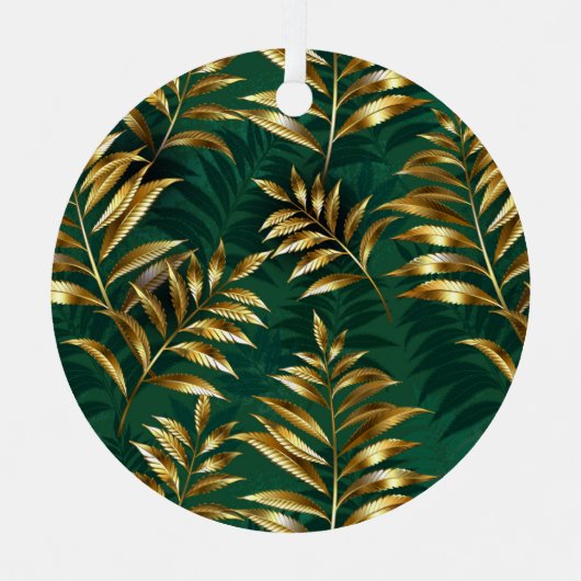 Seamless pattern with golden ferns metalen ornament (Voorkant)