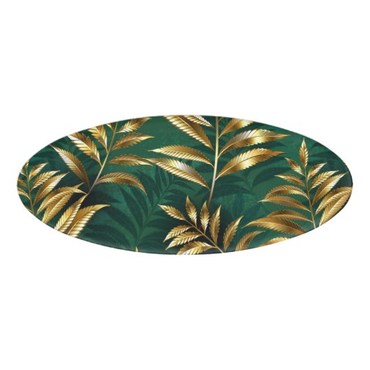 Seamless pattern with golden ferns naambadge (Voorkant)