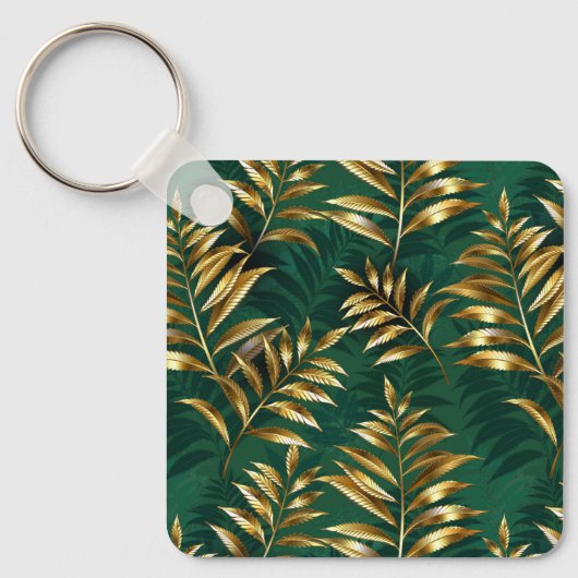 Seamless pattern with golden ferns sleutelhanger (Voorkant)