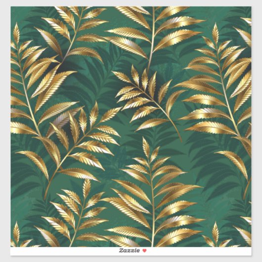 Seamless pattern with golden ferns sticker (Vel)