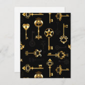 Seamless Pattern with Golden Keys Notitiekaartje (Voorkant / Achterkant)