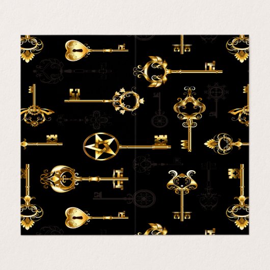 Seamless Pattern with Golden Keys Visitekaartjes (Buitenkant ongevouwen)