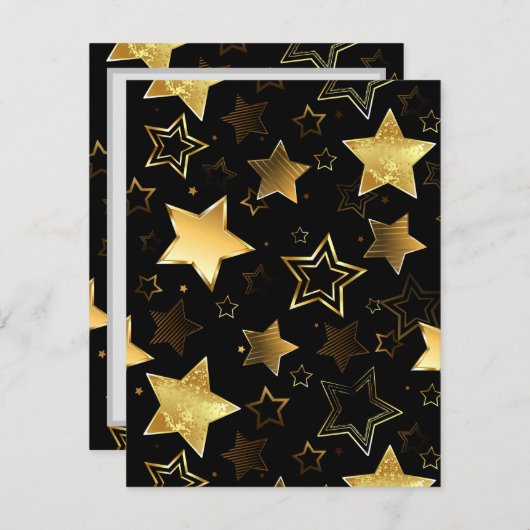 Seamless pattern with Golden Stars Notitiekaartje (Voorkant / Achterkant)