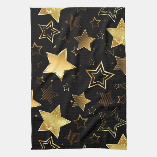 Seamless pattern with Golden Stars Theedoek (Verticaal)