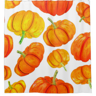 Seamless pattern with handdrawn watercolor orange douchegordijn