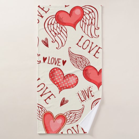 Seamless pattern with hearts. Happy Valentine's Da (Serviette de bain)