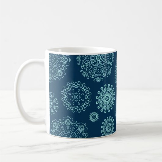 Seamless pattern with laced snowflakespattern, ara koffiemok (Links)